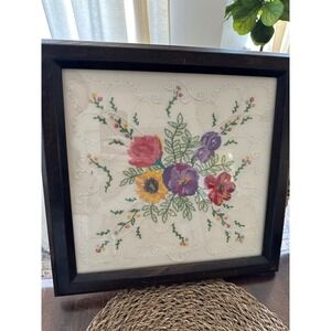Listing Title
Vintage Candamar Floral Embroidery - Framed  Wall Art 15" x 15"